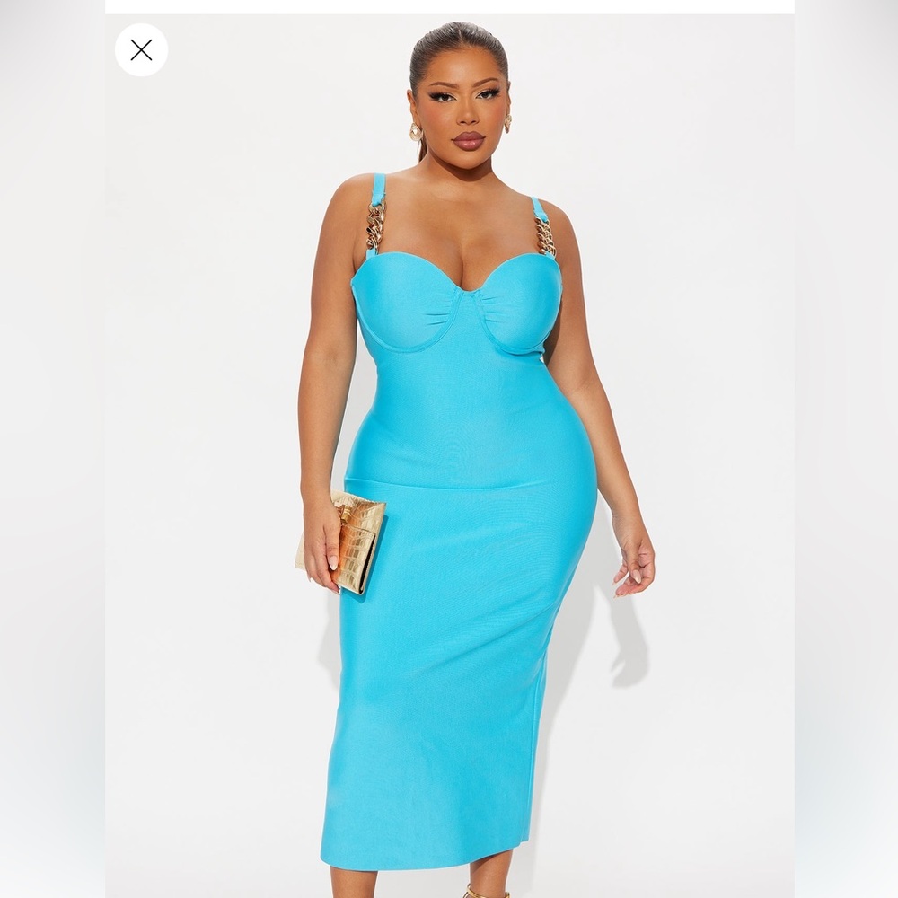 Curve-Enhancing Aqua Midi Skirt